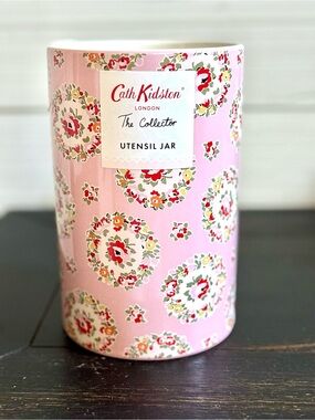 Cath Kidston London The Collector Pink Rose Floral Utensil Jar Cottagecore NEW